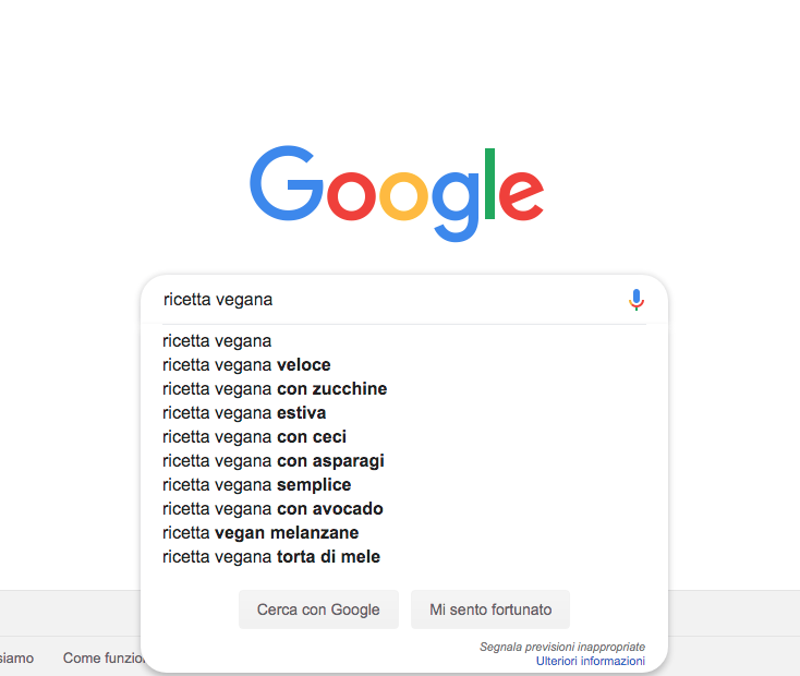 suggerimenti di ricerca google