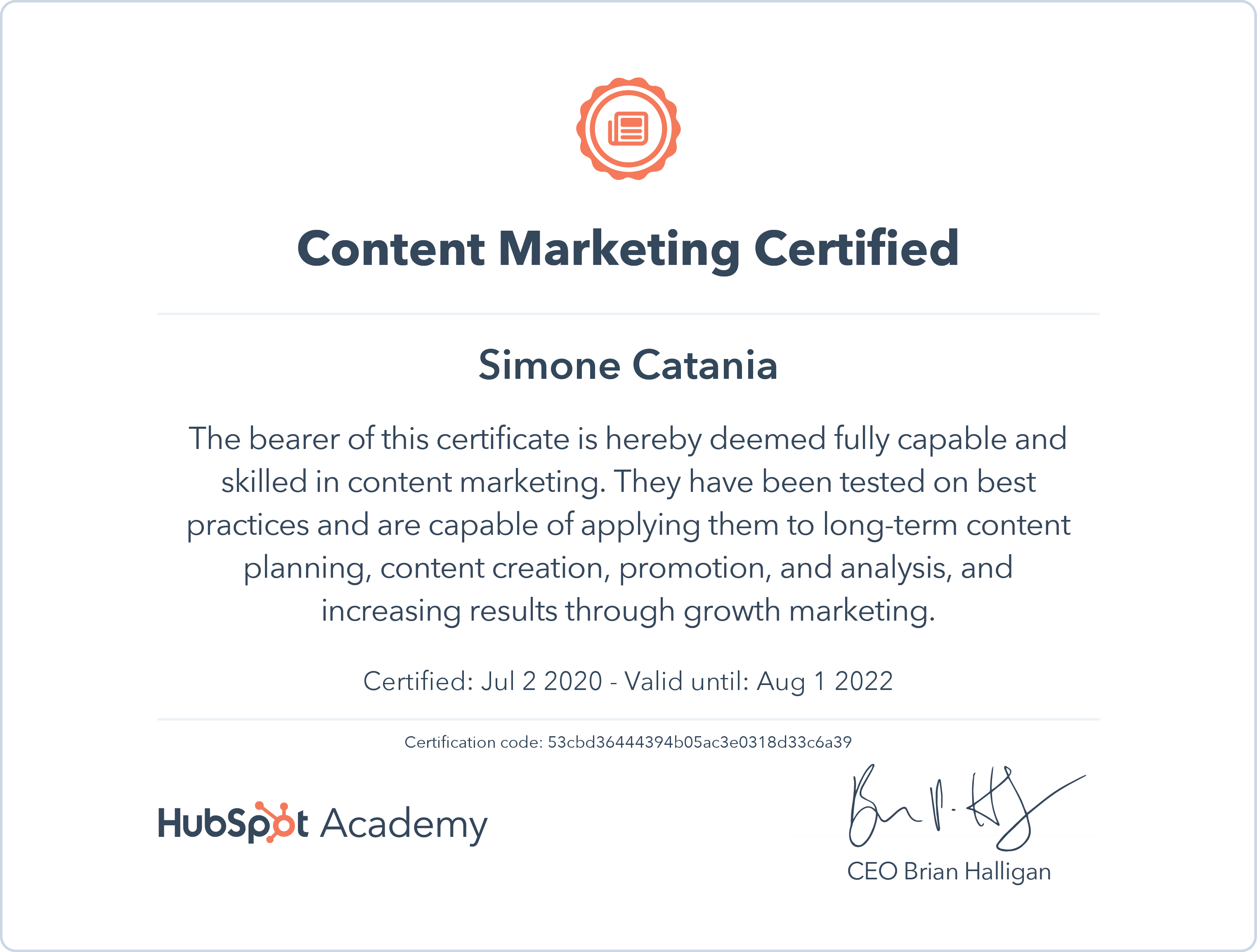 certificazione HubSpot Content Marketing