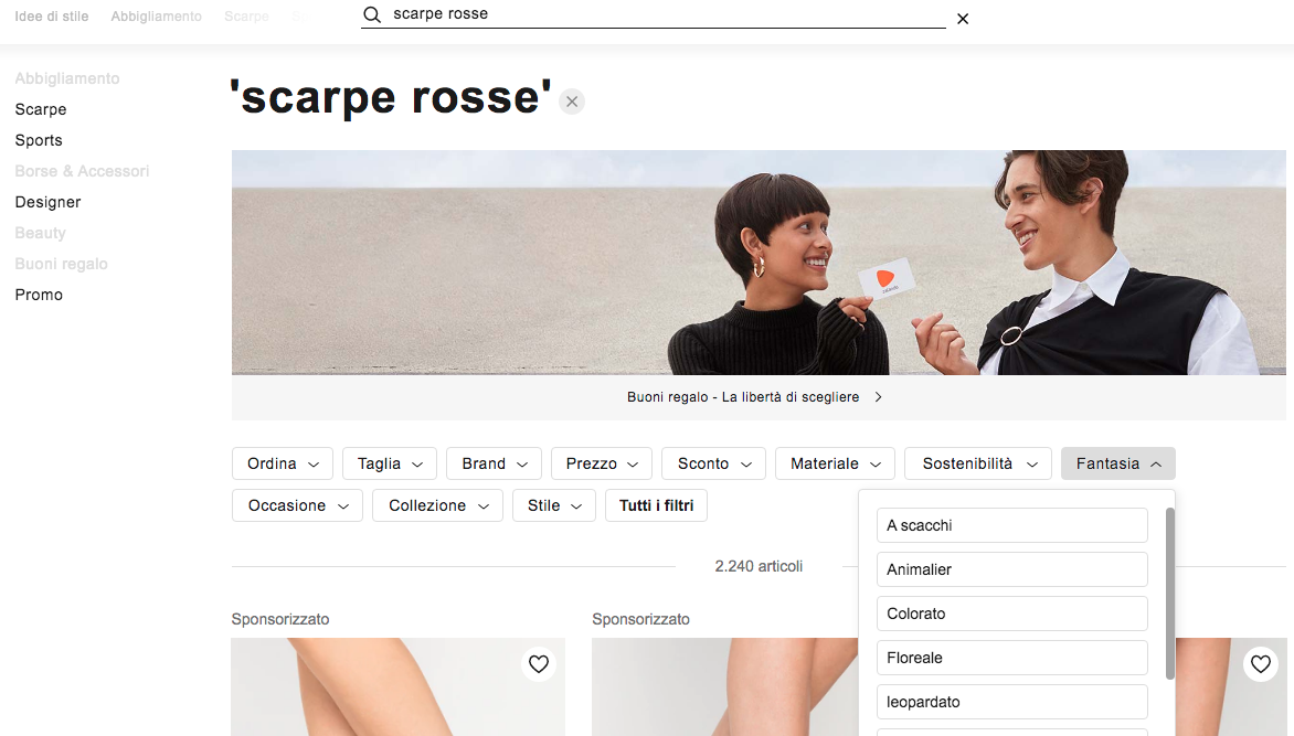 zalando scarpe rosse filtri ricerca